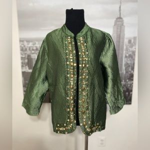 Green, gold studded blazer, size large